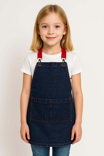 Monki Haus Denim Jeans Children's Apron Kitchen Painting Hobby School Activity Apron Girls and Boys Children