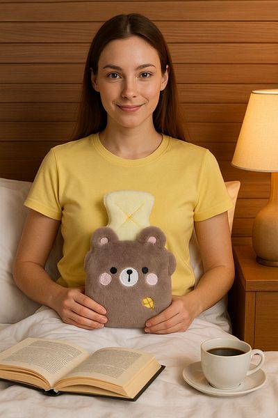 TOYFEST 500 ml Soft Plush Hot Water Bag with Gloves - Teddy Bear Figure