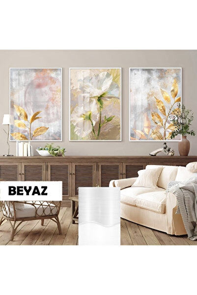 Harikabirev HARİKABİREV|GOLD DETAYLI ABSTRACT BEYAZ ÇİÇEK KOMBİNİ |ÇERÇEVELİ ...