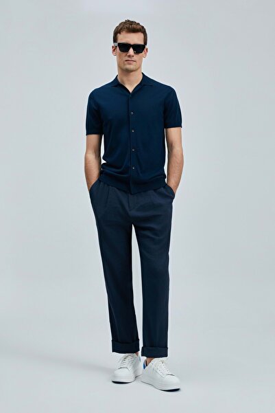 Lufian 111090132 Hector Men's Modal Blended Sweater Shirt Men's Shirt Dark Blue