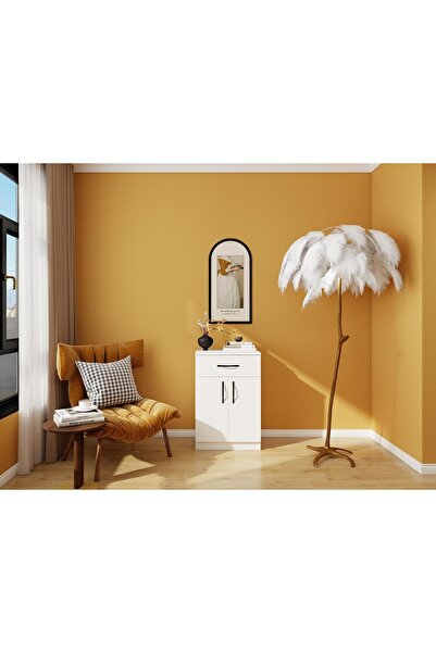 Masif Market Lagina 2 Kapaklı 1 Çekmeceli Dolap/Dresuar Beyaz Renk