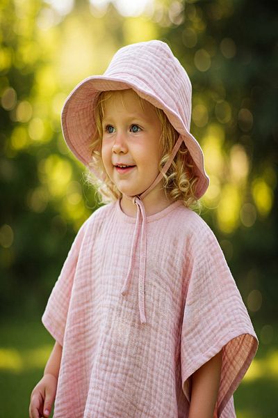 TEGA Baby Muslin Poncho 100% Cotton Muslin Poncho Baby Summer Hat Set Oeko-Tex Certified