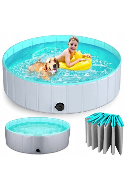 SERSIMO Piscina Pliabila Pentru Caini Si Copii, Pliere Rapida, Valva De Scurg...