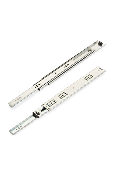 CANEX En 43 mm Frenli Teleskopik Bilyalı Çekmece Rayı Kaplamalı - 45 cm (5 Takım)