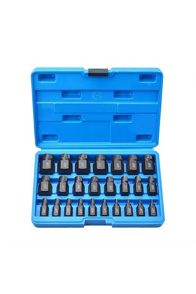 Globalport Retail Professional 25-piece set for screw extractors, hex, torx, spline, Cr-Mo