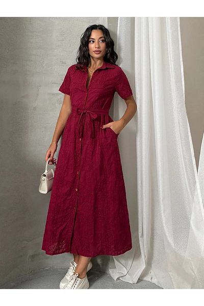 SUN STYLE ROCHIE COTON IMPORTAT FISTO CU MODEL DE FLORI CU DETALII DE BIRUȘĂ ȘI CUREA