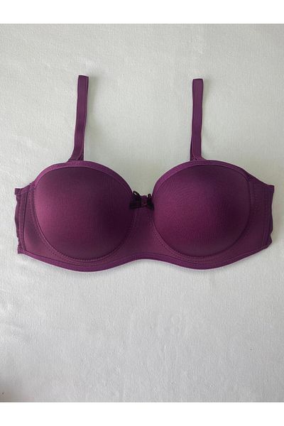 ST iç giyim Women's Unpadded Underwire (Wired) Micro Fabric Strapless Lotus Bra-Purple