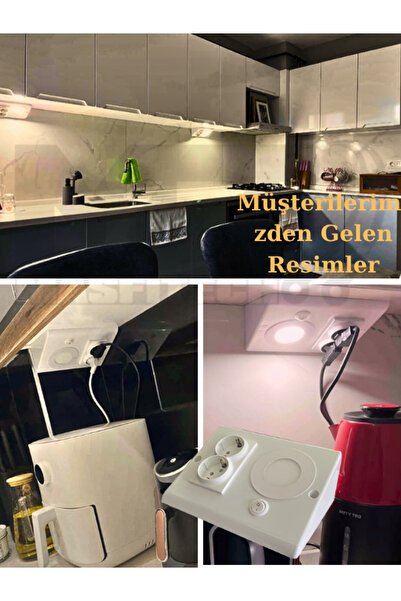 Masfitech Dolap & Tezgah Altı Prizli Aydınlatma 3 Watt (BEYAZ İŞIK) 2 Adet