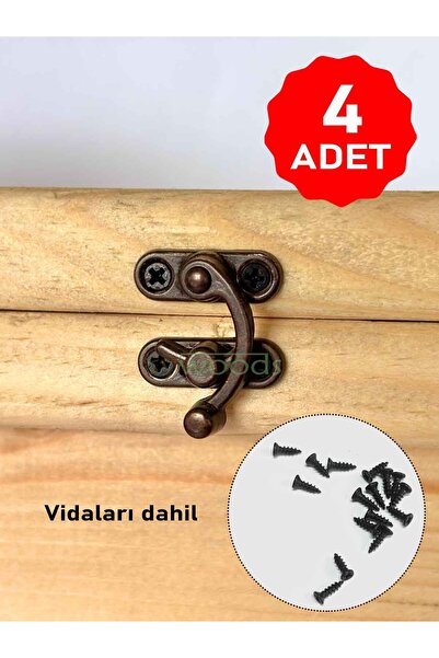 sywoods Küçük Yay Gözü Kancalı Kilit Oksit 4 Adet Kutu Sandık Ve Kapak Klipsi 20x24 Mm