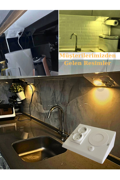 Masfitech Dolap Tezgah Altı Prizli Led Aydınlatma–3 Watt 4000k Günışığı | Mutfak Için Şık Işık Ve Priz Çözümü