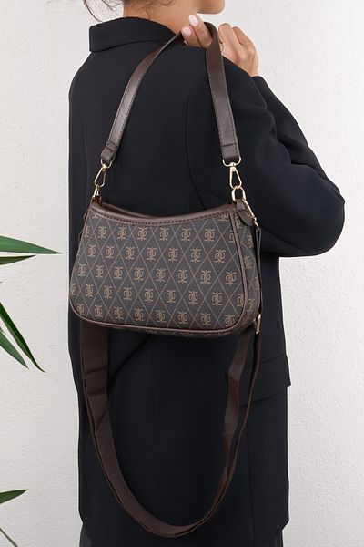 Cosser Farme Monogram Brown Baguette Crossbody Hand and Shoulder Bag