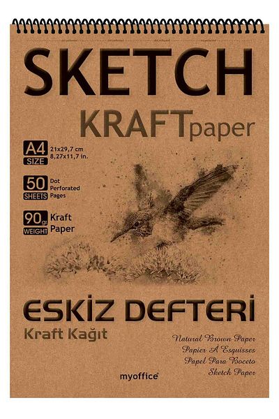 myoffice Kraft Paper A4 Sketchbook 90 G. Spiral 50 Sheets Sketchbook