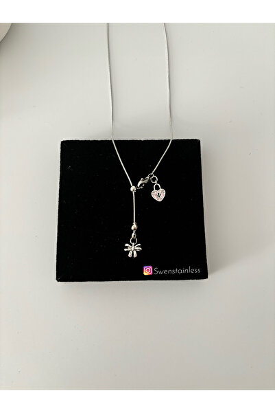 stainless steell Coquette Kurdeleli Harfli Asansör Kolye Taşlı Y Kolye