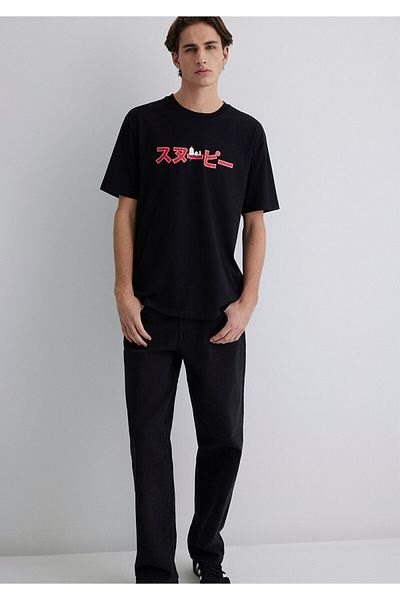 Mavi Peanuts Printed Black T-Shirt Loose Fit / Loose Relaxed Cut 0612661-900