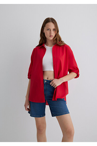 Mavi Kırmızı Gömlek Oversize / Geniş Kesim 1211117-70936