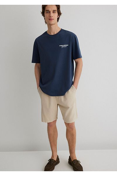 Mavi Μπλουζάκι με στάμπα στην πλάτη Navy Blue Loose Fit / Loose Fit Casual 0612226-87822