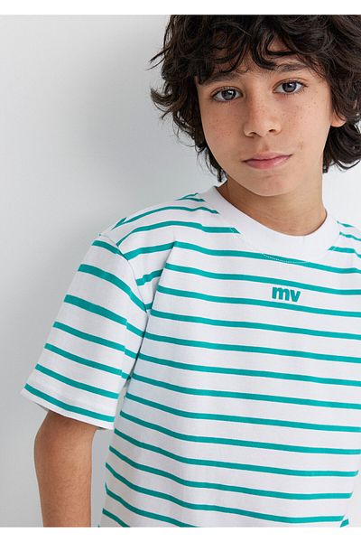 Mavi Green T-Shirt Loose Relaxed Fit / Loose Fit Mv Printed Line 6610252 -89156