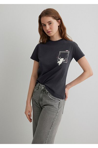 Mavi Cat Printed Anthracite T-Shirt Semi Slim Fit / Semi Slim Fit 1613185 -70087