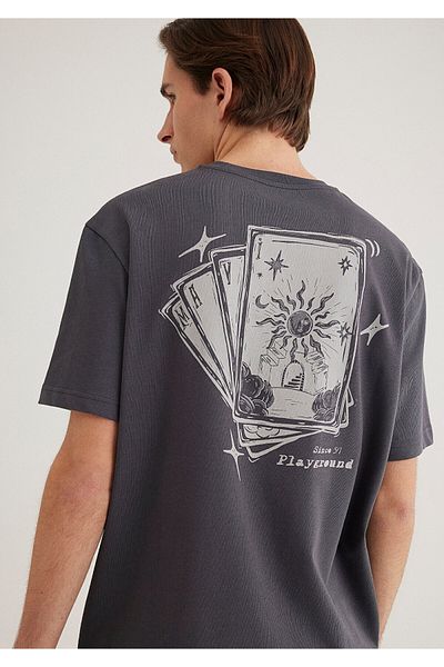 Mavi Printed Anthracite T-Shirt Loose Fit / Loose Relaxed Cut 0612458 -80955