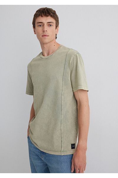 Mavi Green T-Shirt with Stitching Detail Loose Fit / Loose Relaxed Cut 0612490 -70100