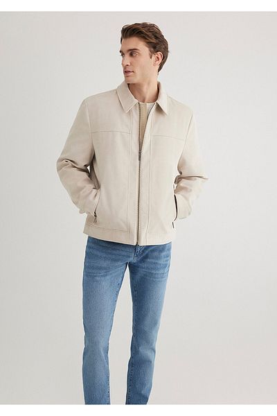 Mavi Μπουφάν Ecru Faux Leather Regular Fit 0110538 -70004