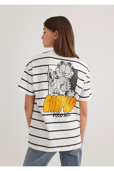 Mavi Garfield Printed White T-Shirt Loose Fit / Loose Relaxed Cut 1612861 -88687
