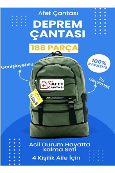 Doğal Eczane Deprem Çantası 182 Parça 4 Kişilik Aile Için Uzman Acil Durum Ça...