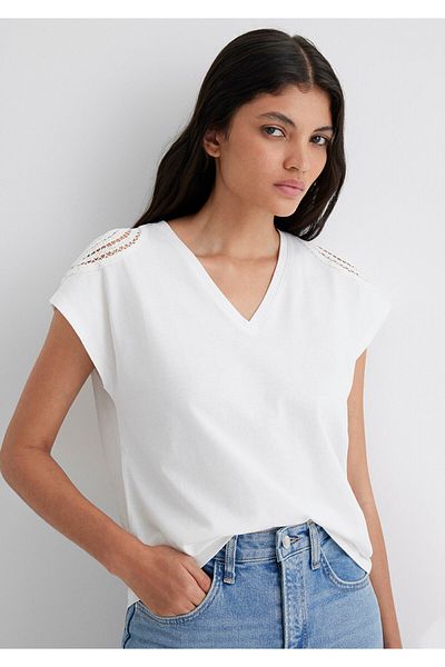 Mavi Tricou albastru cu decolteu în V pentru femei - fără mâneci, alb 1612310 -70057