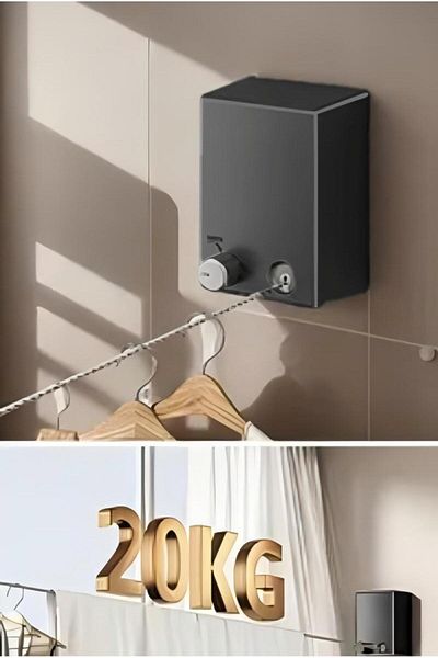 Generic 4.2m Balcony Stainless Steel Retractable Clothesline Indoor Punch-free Clothes Drying Rack