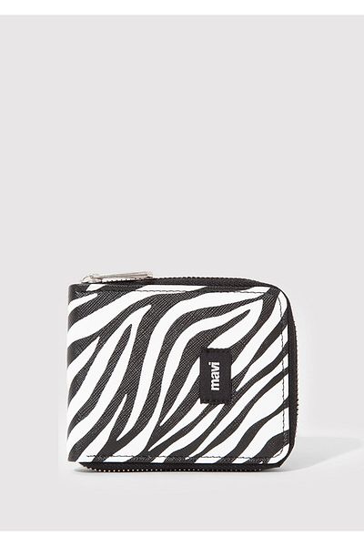 Mavi Zebra Printed Zippered Black Wallet 1911841-900