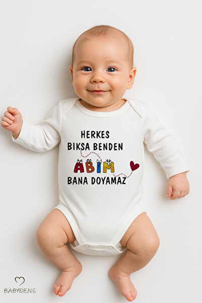 BABYDEN'S "Abim Bana Doyamaz" ملابس داخلية للأطفال بأكمام طويلة مكتوبة 100% ق...