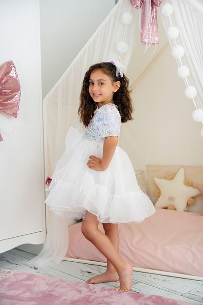 DUCA KIDS Λευκό φόρεμα Dreams με λαμπερό φιόγκο