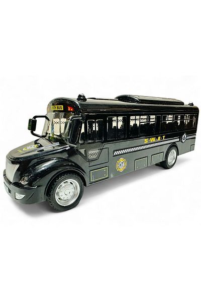 FEN TOYS Bus Toy Police Bus with Siren Sound and Light 23 cm