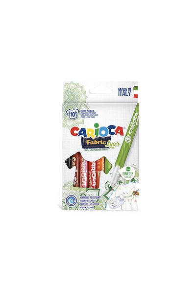 CARIOCA Felt Fabric Crayons Fine 10-Piece Textile Pen (Fabric Can Be Painted)