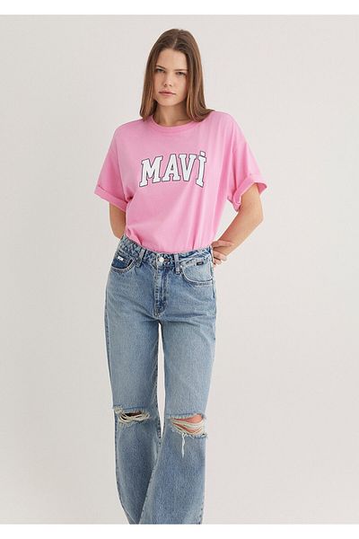 Mavi Růžové tričko Oversize / Široký střih s logem 1600843-71032