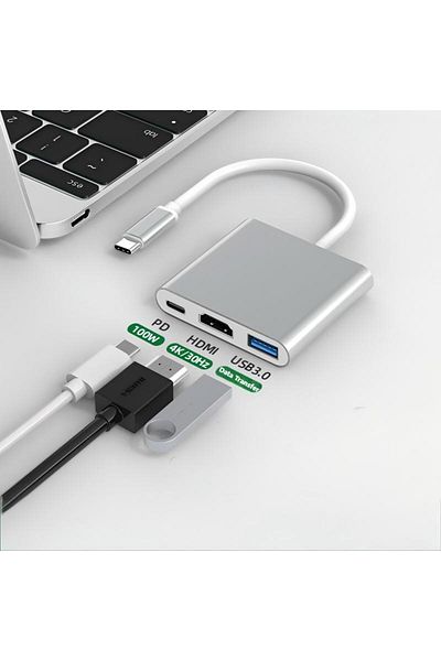 Generic Type-c To Hdmi 3-in-1 Docking Station Usbusb 3.1 Pd Power Adapter 4k Docking Station