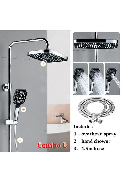 Choice Silver Combo B Shower Combo12 inch Large Panel Rain Shower Head/Handheld Shower Combination Bathroom