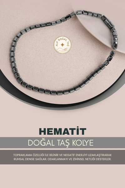 Alp Doğal Taş Hematit Doğaltaş Kolye