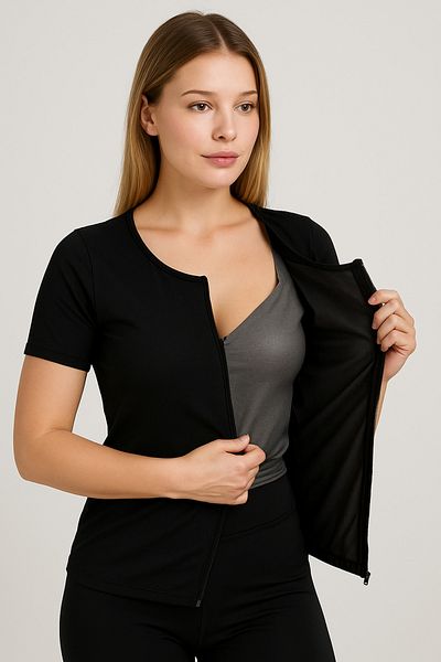 SAUNA SUIT Set de jambiere și fermoar pentru slăbire pentru femei, care slăbesc, arderea grăsimilor