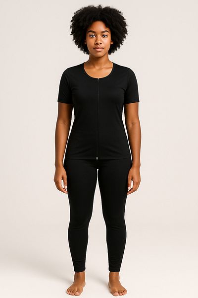 SAUNA SUIT Unisex Γνήσιο σετ φόρμας φόρμας εφίδρωσης με κοντομάνικο καλσόν με φερμουάρ στο κάτω μέρος με θερμική σάουνα