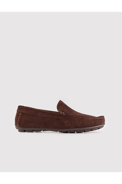 Cabani Genuine Leather Brown Suede Men's Loafer