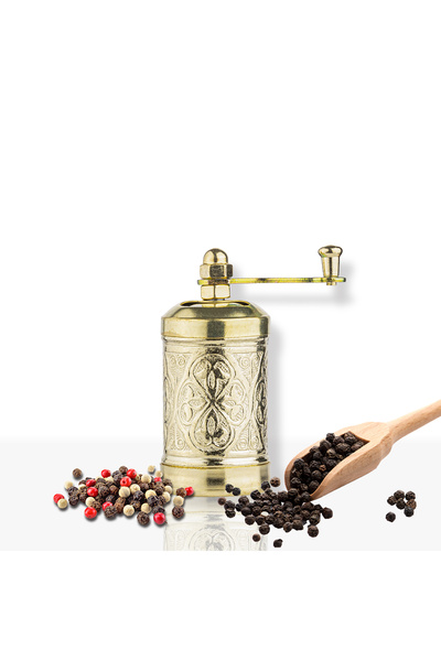 Glios Sarı Zamak Karabiber El Değirmeni Öğütücü Grinder 8 Cm