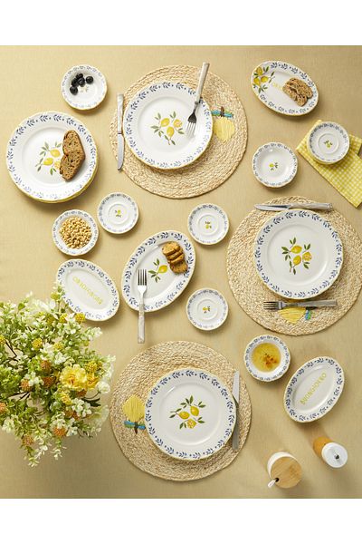 English Home Yellow Lemony Porcelain Coffee Set for 6 People 20 Pieces