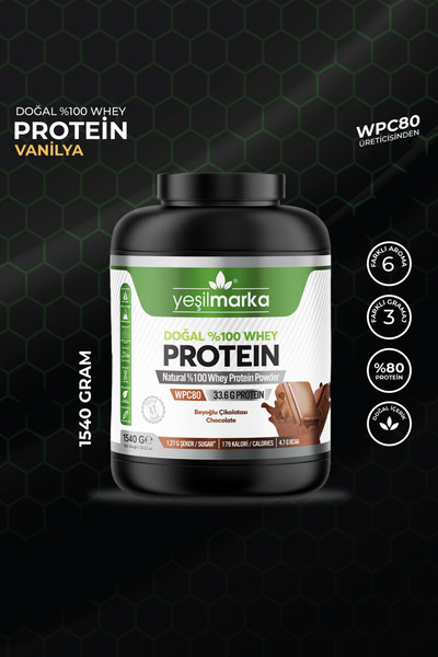 yeşilmarka Doğal Whey Protein Tozu – Beyoğlu Çikolatası 1540 Gr