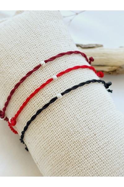 Atölye Merdiven Unisex Dorika Kırmızı Bileklik 925 Ayar Gümüş