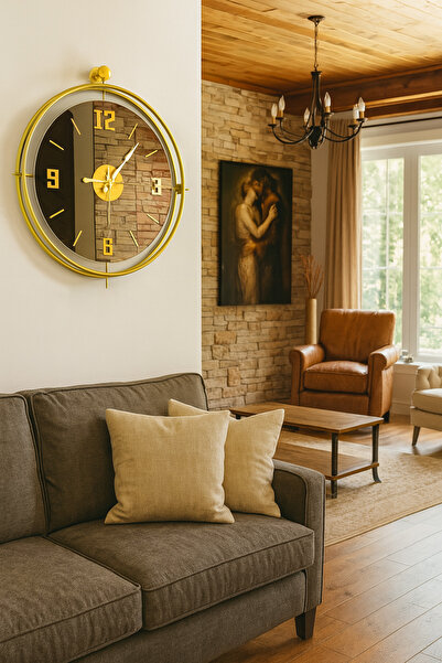 Mgs DUVAR  SAATİ TİNATTİ GOLD BRONZ AYNALI DUVAR SAATİ