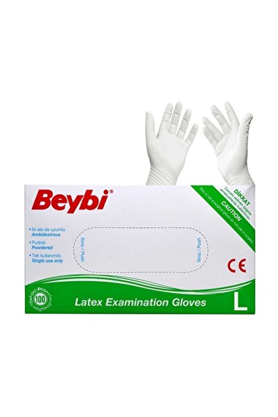 Beybi قفازات لاتكس بودر (كبير) مقاس 100 قطعة