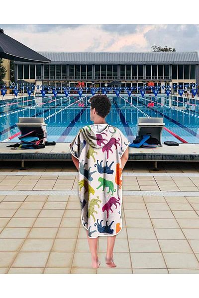 sporsuit رداء حمام بغطاء للرأس للجنسين من Tiger للسباحة والسباحة وحمام السباحة والبحر
