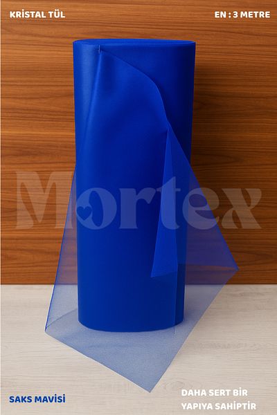 Mortex Tul Saks Blue Crystal 100x300 cm |   Ornament de logodnă, Henna, Nuntă, Boza, Ușă și Petrecere