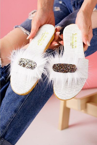 Slipcat Women's Furry Summer Beach Street Slippers